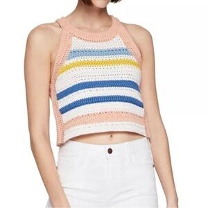 BCBG Striped Crochet Crop Top - Womens Size Small